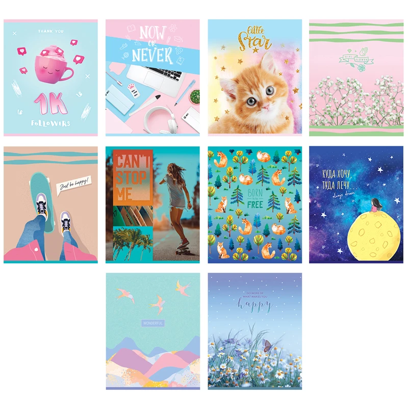 Тетрадь 96 листов, А5, клетка BG "Mix-10 Девочки", 10 дизайнов, эконом Тетрадь 96 листов, А5, клетка BG "Mix-10 Девочки", 10 дизайнов, эконом