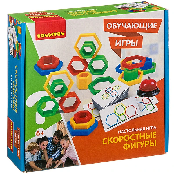 Обучающие игры Bondibon Настольная игра «СКОРОСТНЫЕ ФИГУРЫ», BOX 25,5x6,5x25,5