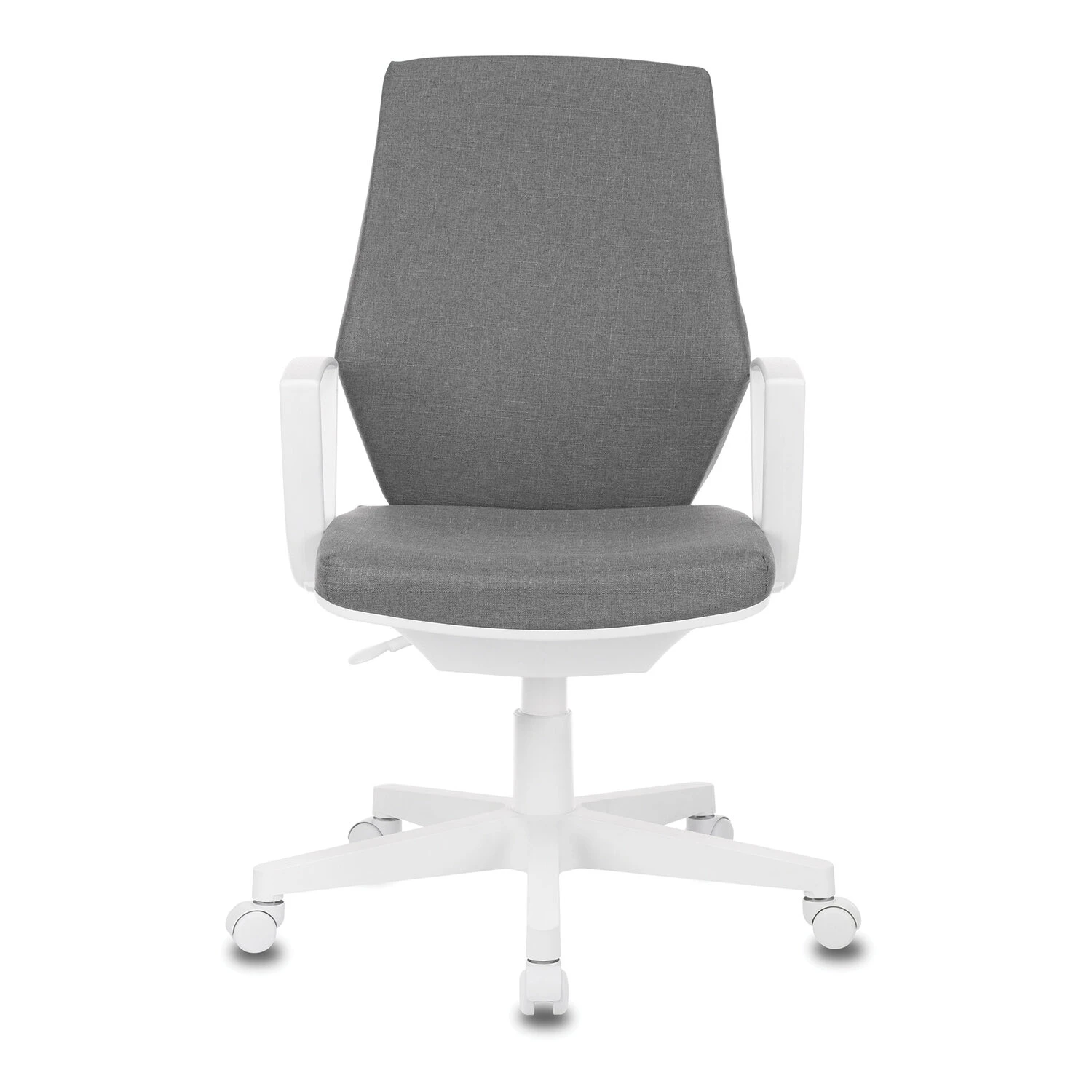 Кресло CH-W545, с подлокотниками, пластик белый, ткань, серое, 1409522