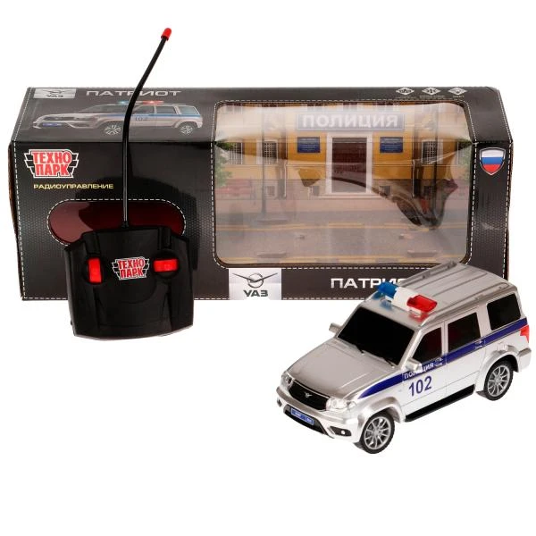 Машина на радиоуправлении UAZ ПАТРИОТ ПОЛИЦИЯ 19 см, свет, сер, кор. Технопарк