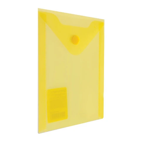 Папка-конверт с кнопкой МАЛОГО ФОРМАТА (105х148 мм), А6, желтая, 0,18 мм,