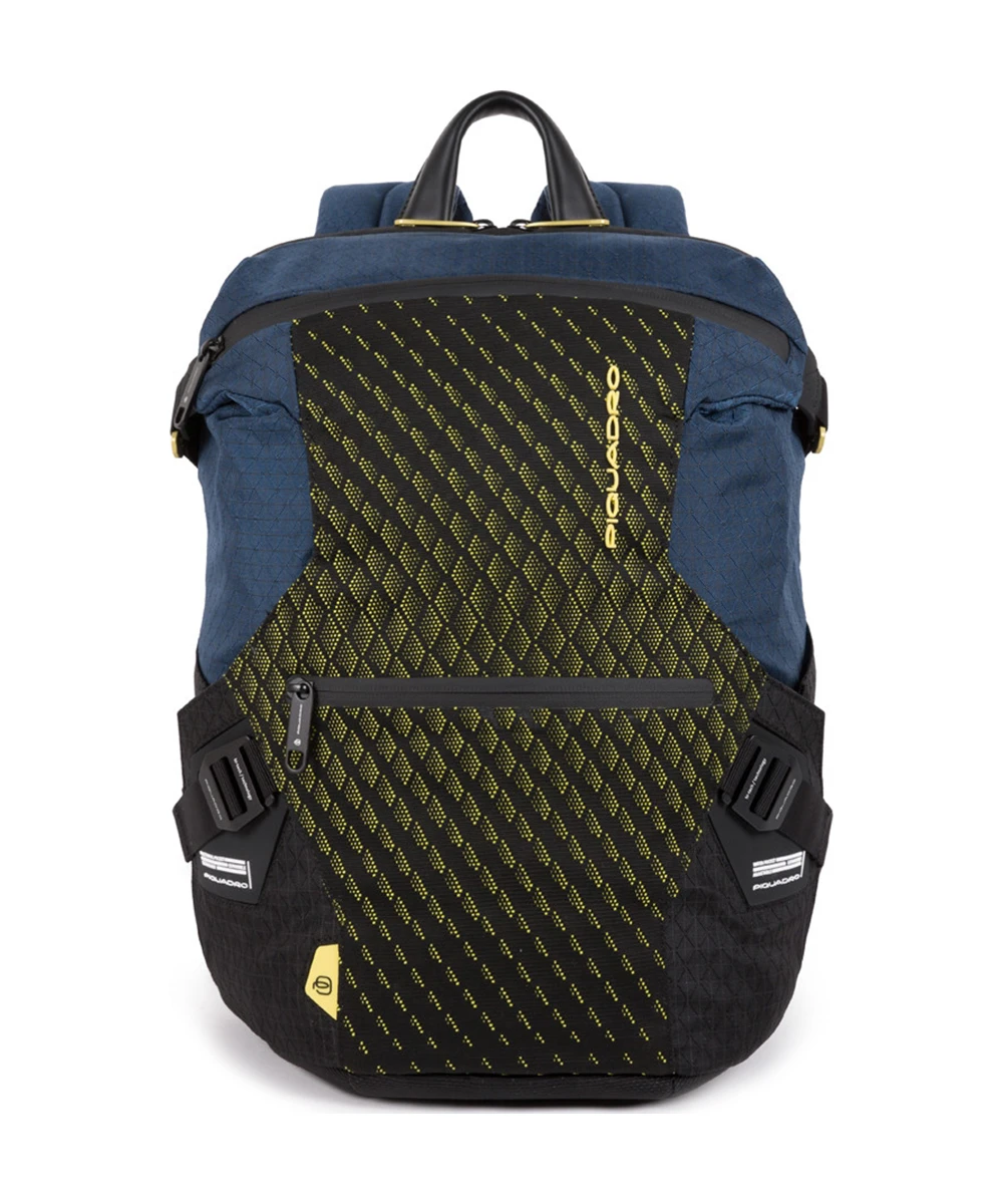 Рюкзак Piquadro PQ-Y 14'', синий/желтый, 28x17x37 см.
