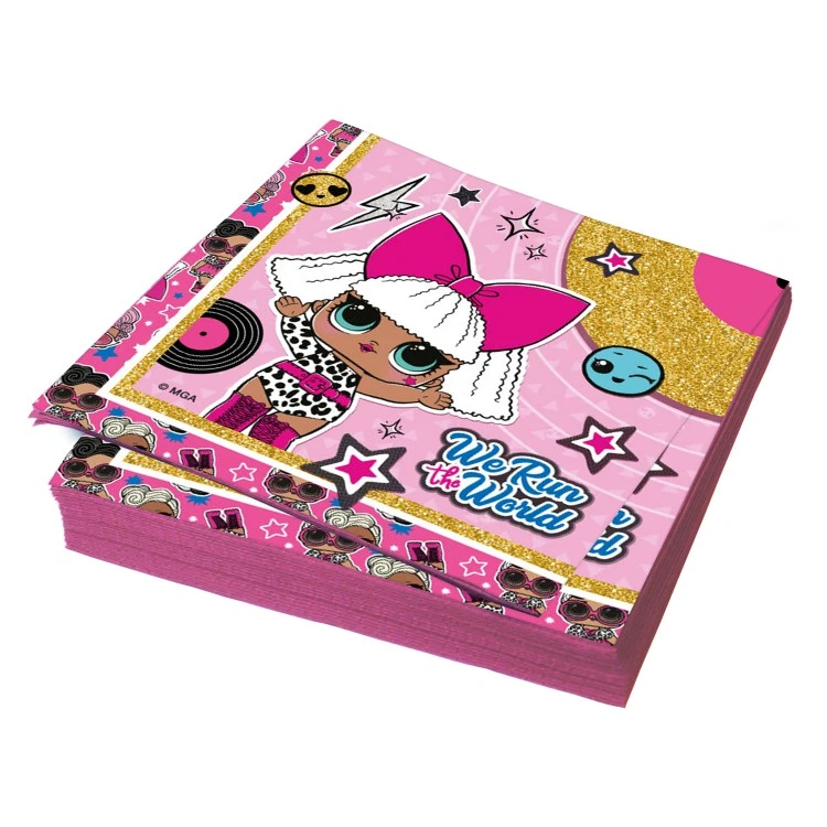 LOL. Салфетки бумажные трехслойные (розовые с паттерном) 33*33 см, 20 штук LOL. Салфетки бумажные трехслойные (розовые с паттерном) 33*33 см, 20 штук