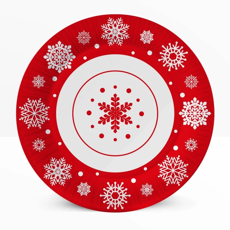Набор бумажных тарелок Снежинки - 2 , 6 шт d=180 мм.