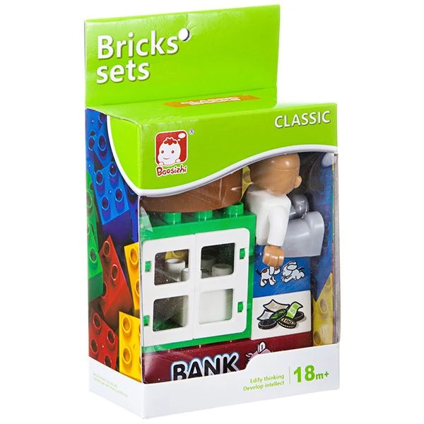 Конструктор пластиковый крупные детали Bricks sets, банк, BOX 10x13x5,5см,