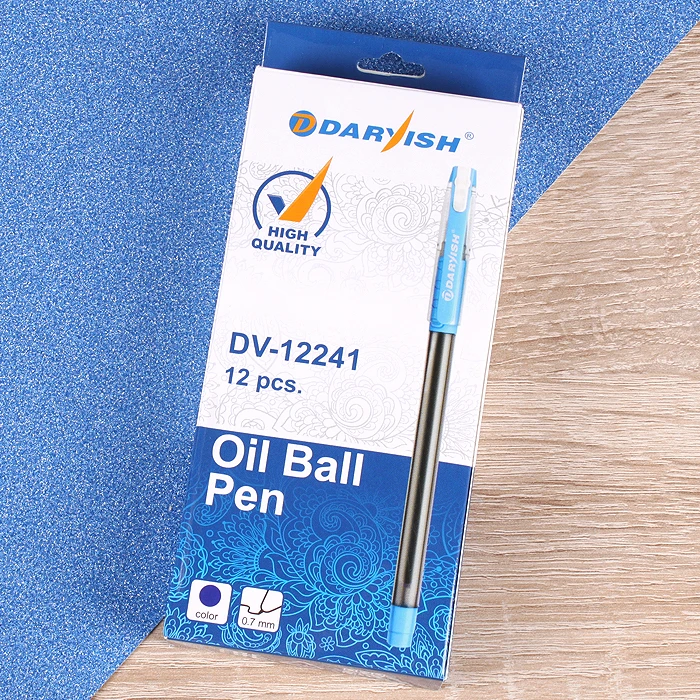 Ручка шариковая синяя "Darvish" на масляной основе полупрозрач.