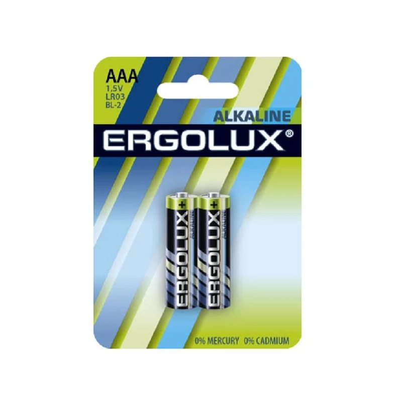 Батарейки Ergolux AAA/LR 03 Alkaline BL-2 (LR 03 BL-2, 1.5В) 2 штуки в упаковке