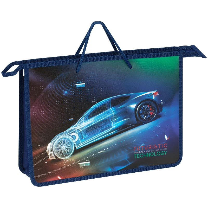 Папка с ручками А4 ArtSpace "Futuristic", пластик, на молнии, 75мм.