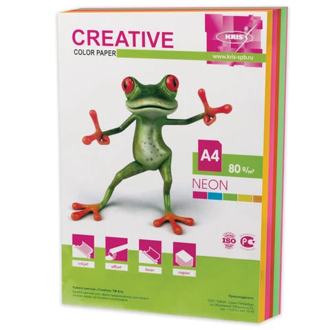 Бумага CREATIVE color (Креатив), А4, 80 г/м2, 250 л. (5 цв. х 50 л.), цветная