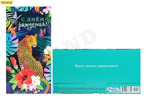 Dream Cards Конверт для денег "С днем рождения" (леопард) ЛХ-0059