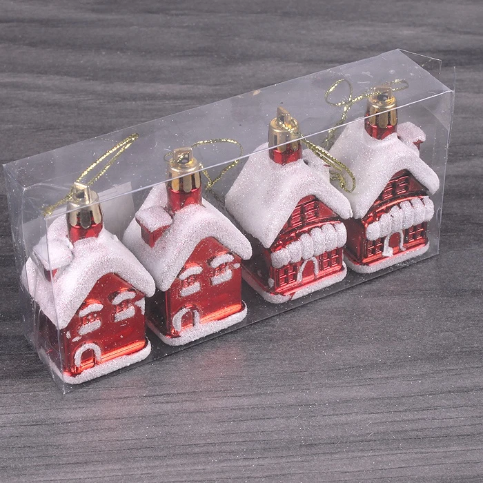 Подвеска новогодняя "Домик" 4 шт h-6см