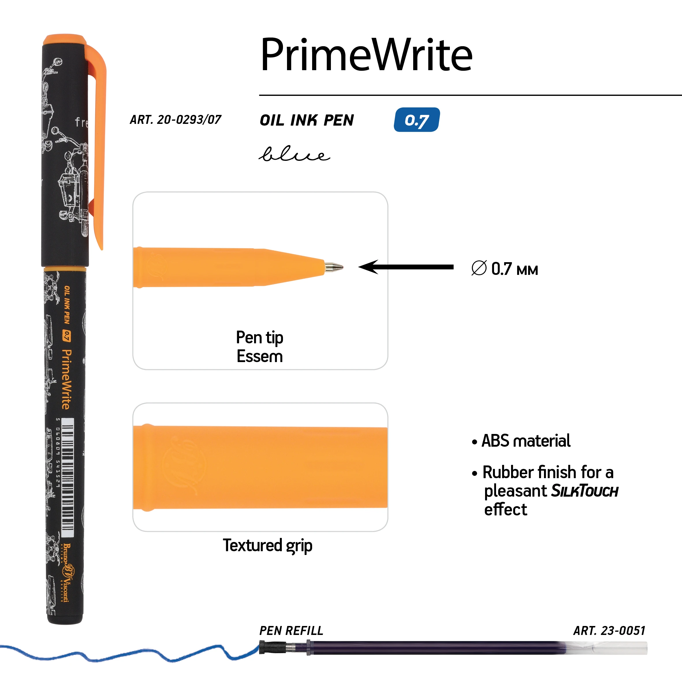 РУЧКА "PrimeWrite. Чертежи. Мотоцикл" С ЧЕРНИЛАМИ НА МАСЛЯНОЙ ОСНОВЕ,