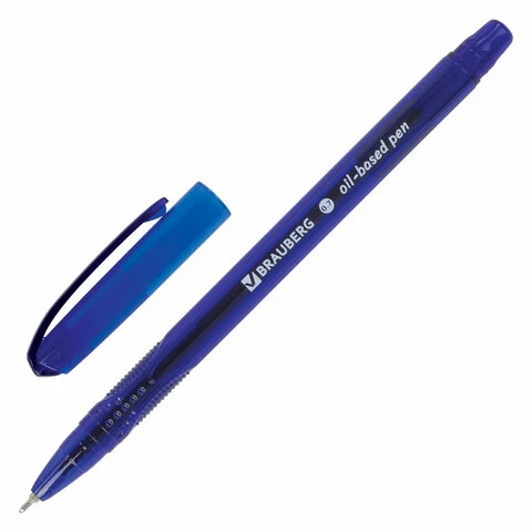 Ручка шариковая масляная BRAUBERG "SoarInk", СИНЯЯ, корпус синий, узел