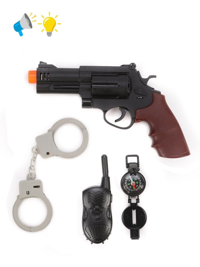 Игр.набор Полиция, револьвер эл., свет, звук, наручники, рация, компас,
