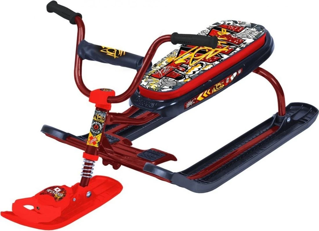 Снегокат Ника джамп граффити красный (красный каркас)