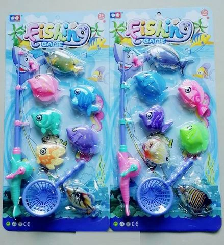 Рыбалка пластиковая "ВЕСЕЛЫЙ РЫБАК-5" (4 рыбки, 1 удочка, 1 сачок) (в