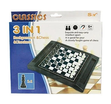 Игра настольная 3 в 1. ШАХМАТЫ, ШАШКИ, НАРДЫ МАГНИТНЫЕ (Арт. 1550177)