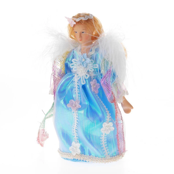 Новогодний ангел с крыльями из пуха 16cм гол.цв.