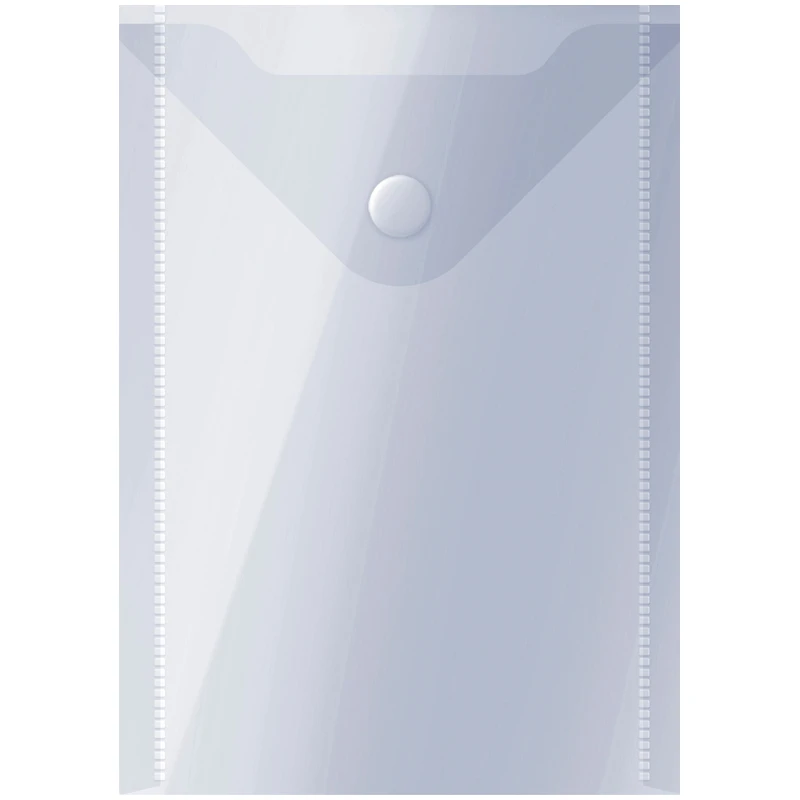 Папка-конверт на кнопке СТАММ А6 (105*148мм), 150мкм, пластик, прозрачная,
