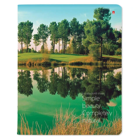 Тетрадь А5 48л. АЛЬТ скоба, клетка, глянцевый лак, Пейзажи (5 видов), 7-48-637