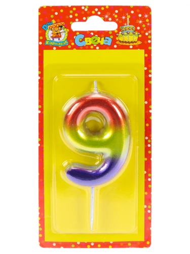 Свеча для торта Сказочный градиент Цифра 9 С-4104