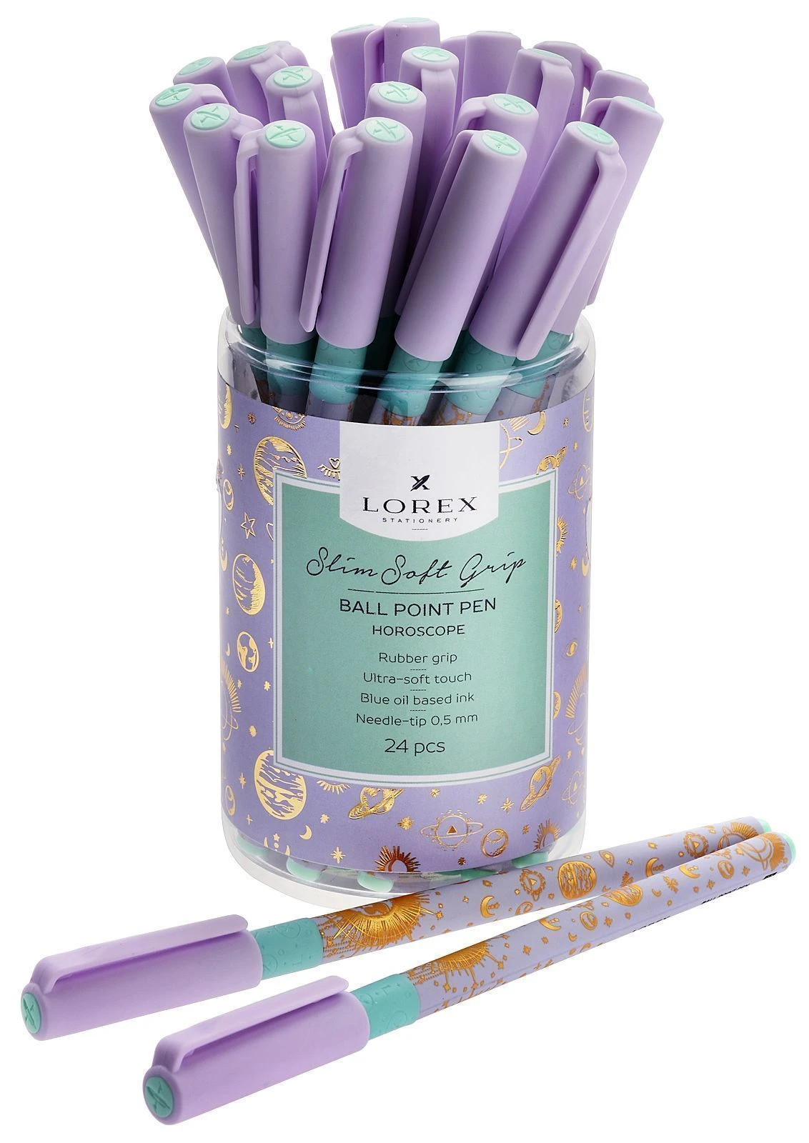 Ручка масляная LOREX HOROSCOPE SLIM SOFT GRIP синий 0,5 мм ассорти прорез. корп.