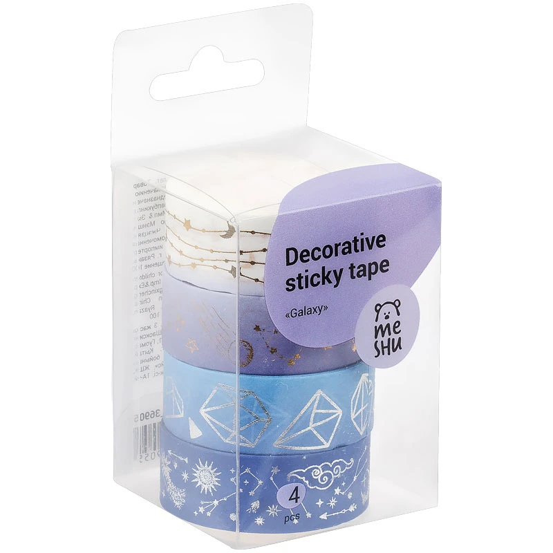Набор клейких декоративных лент MESHU "Galaxy", 4 штуки