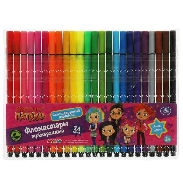 Фломастеры СКАЗОЧНЫЙ ПАТРУЛЬ 24цв, трёхгранные Умка