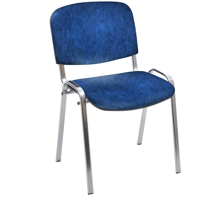 Стул Фабрикант "Изо", каркас металл хром, обивка кожзам синий Стул Фабрикант "Изо", каркас металл хром, обивка кожзам синий