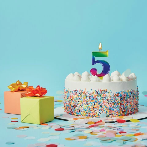 Свеча-цифра для торта "5" "Радужная", 9 см, ЗОЛОТАЯ СКАЗКА, Свеча-цифра для торта "5" "Радужная", 9 см, ЗОЛОТАЯ СКАЗКА,