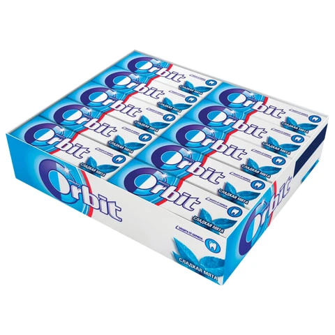 Жевательная резинка ORBIT (Орбит) "Сладкая мята", 10 подушечек, 13,6