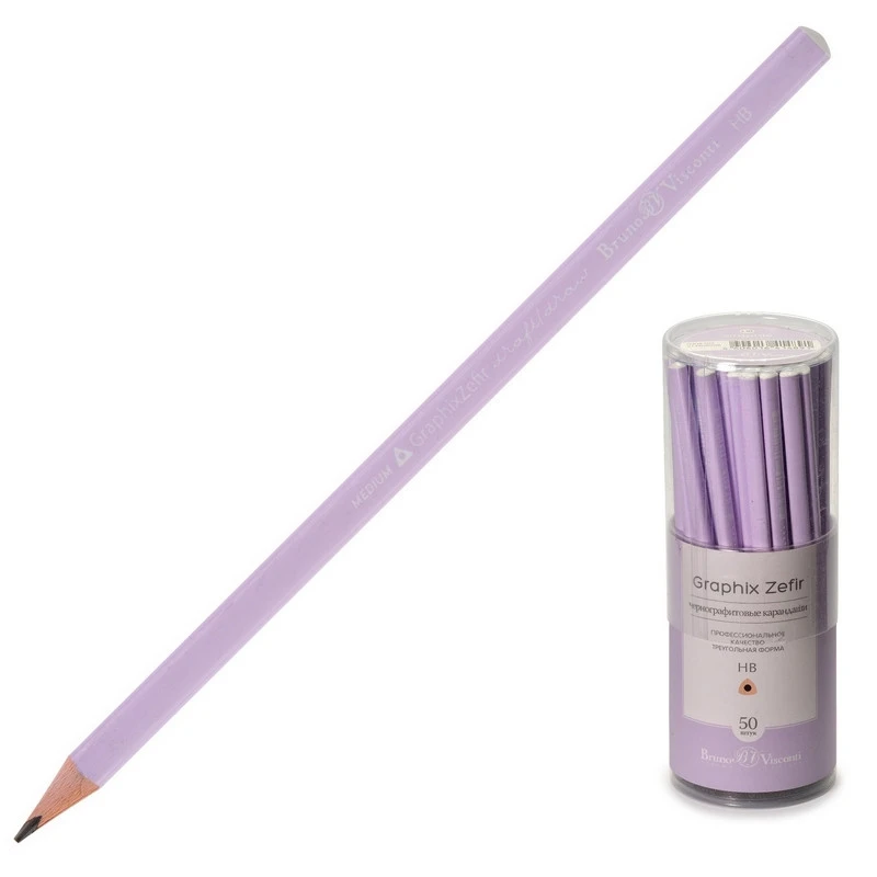 Карандаш чернографитный Graphix Zefir нежно сиреневый HB 2 мм 21-0045/05 Карандаш чернографитный Graphix Zefir нежно сиреневый HB 2 мм 21-0045/05
