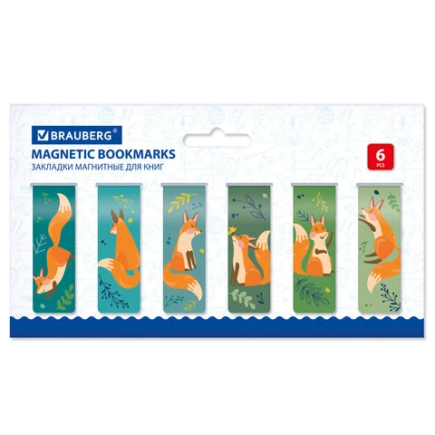 Закладки для книг МАГНИТНЫЕ, "ANIMALS", набор 30 шт., 60x20 мм,