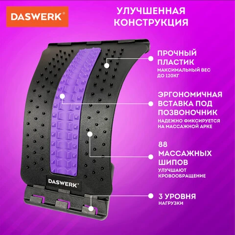 Массажер для спины/мостик для растяжки PREMIUM, 3 уровня нагрузки, фиолетовая