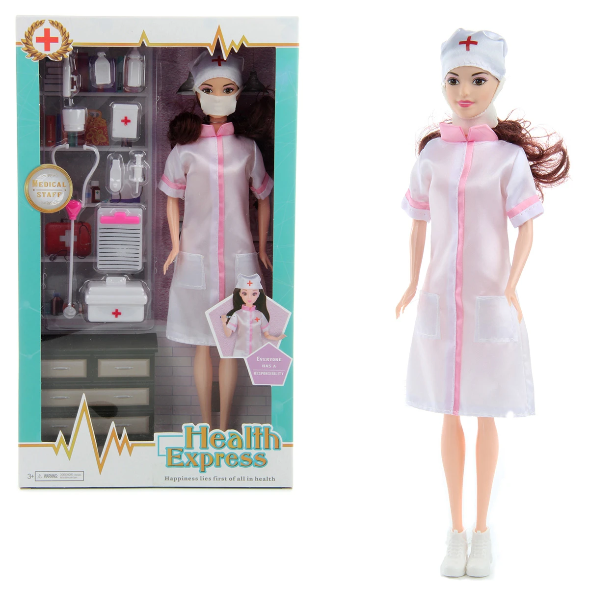Кукла-врач с аксессуарами, 19х5х32,5, коробка