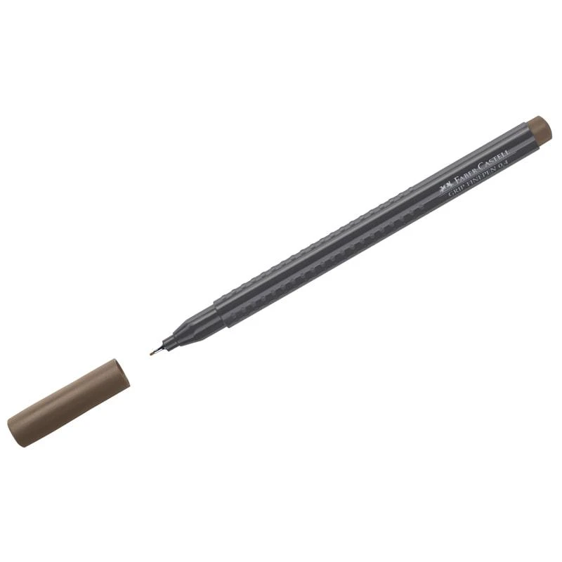 Ручка капиллярная Faber-Castell "Grip Finepen" коричневая, 0,4мм,