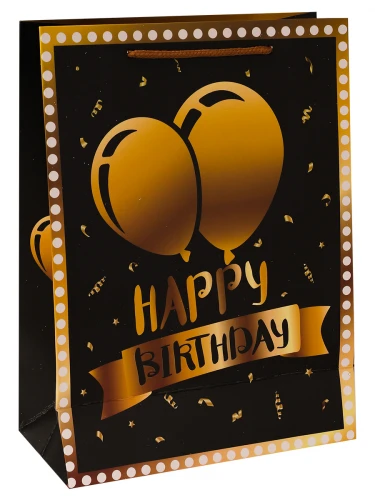 Dream cards Пакет подарочный с мат.лам. и тиснен.фольгой 31х40х12см. Золотые