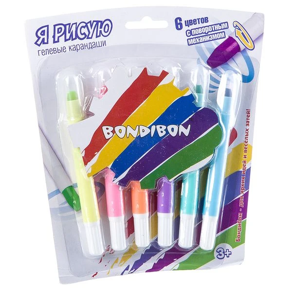 Набор гелевых карандашей для рисования Bondibon 6 цветов
