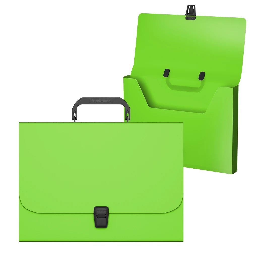 Портфель пластиковый Erich Krause Matt Neon, A4, зеленый (в пакете по 1шт.)