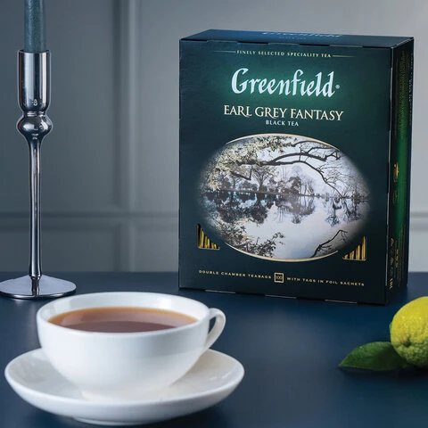 Чай GREENFIELD (Гринфилд) "Earl Grey Fantasy", черный с бергамотом,