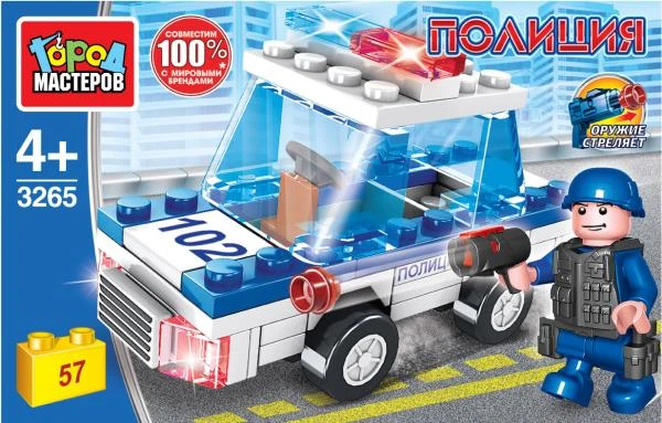 Конструктор полицейская машина, 57 дет. Город мастеров