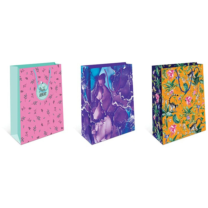 Пакет подарочный 18*22*10см Арт и Дизайн "Ассорти", вырубка, ламинация