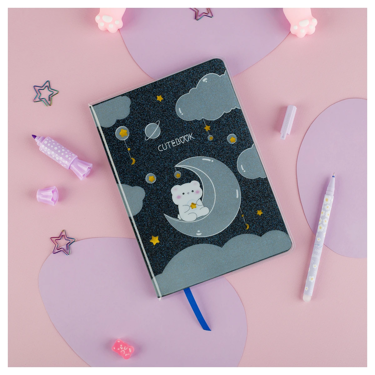 Записная книжка А5 80л., ЛАЙТ, кожзам, MESHU "Cutestar", съемная