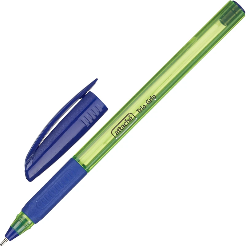 Ручка шариковая неавтоматическая Attache Trio Grip, масл, син., зелен.корп