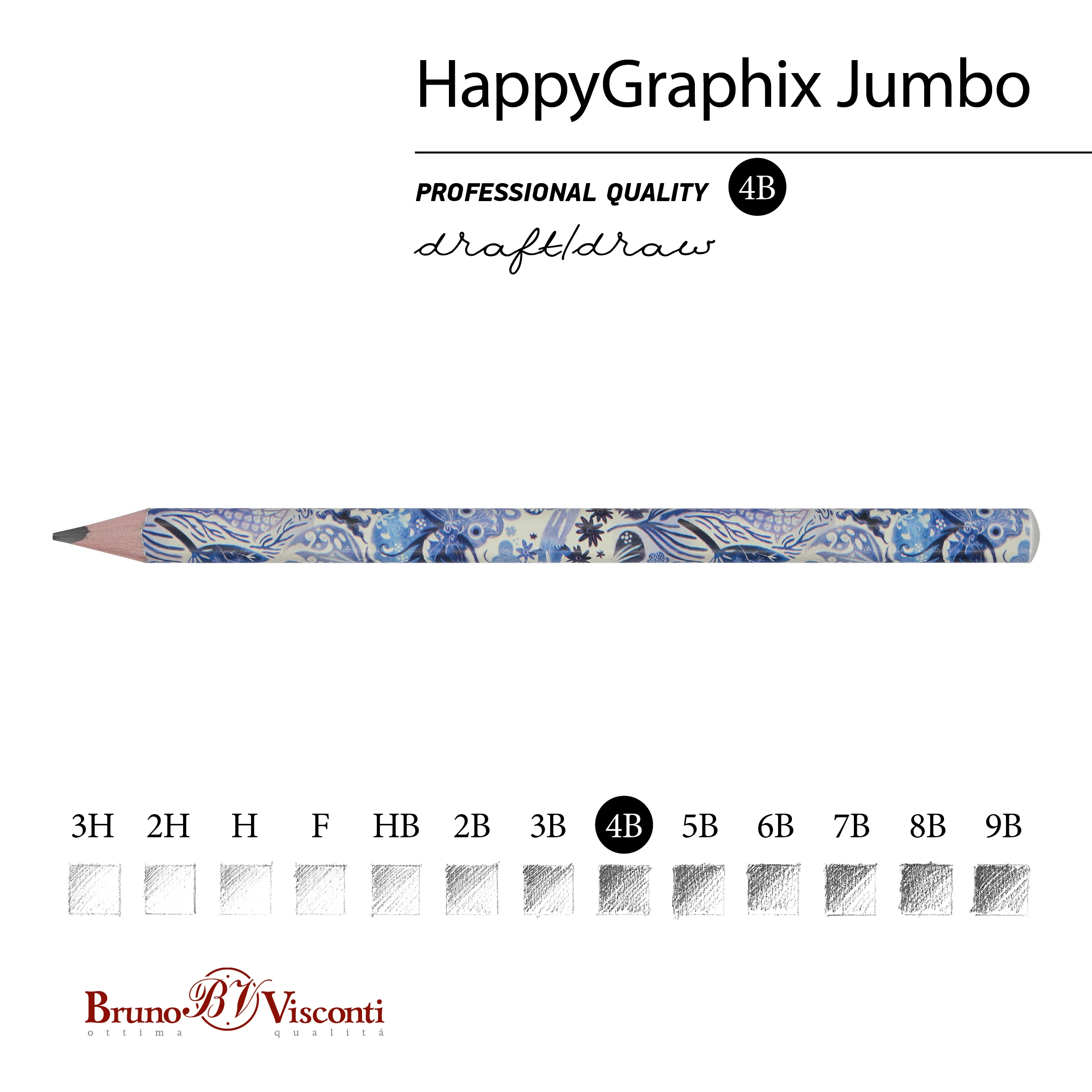 КАРАНДАШ ЧЕРНОГРАФИТОВЫЙ "HappyGraphix Jumbo. Сказочный мотив" 4В, 3.5