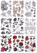 Татуировка-наклейка (16,5х23) Цветы микс (Арт. WS005-2)
