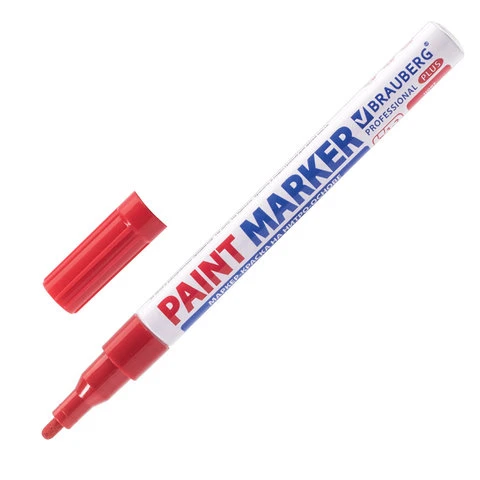 Маркер-краска лаковый (paint marker) 2 мм, КРАСНЫЙ, НИТРО-ОСНОВА, алюминиевый