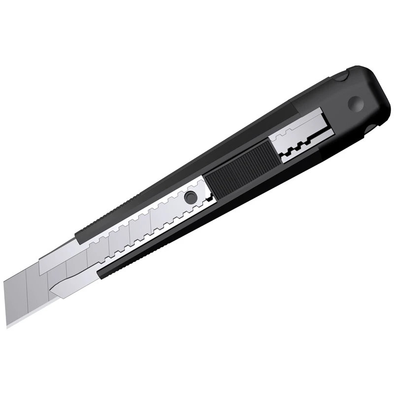 Нож канцелярский 18 мм Berlingo "Hyper" + лезвия сменные 10шт, черный,