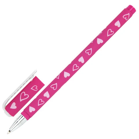 Ручка шариковая BRAUBERG SOFT TOUCH STICK "FRESH ZONE HEARTS", СИНЯЯ,