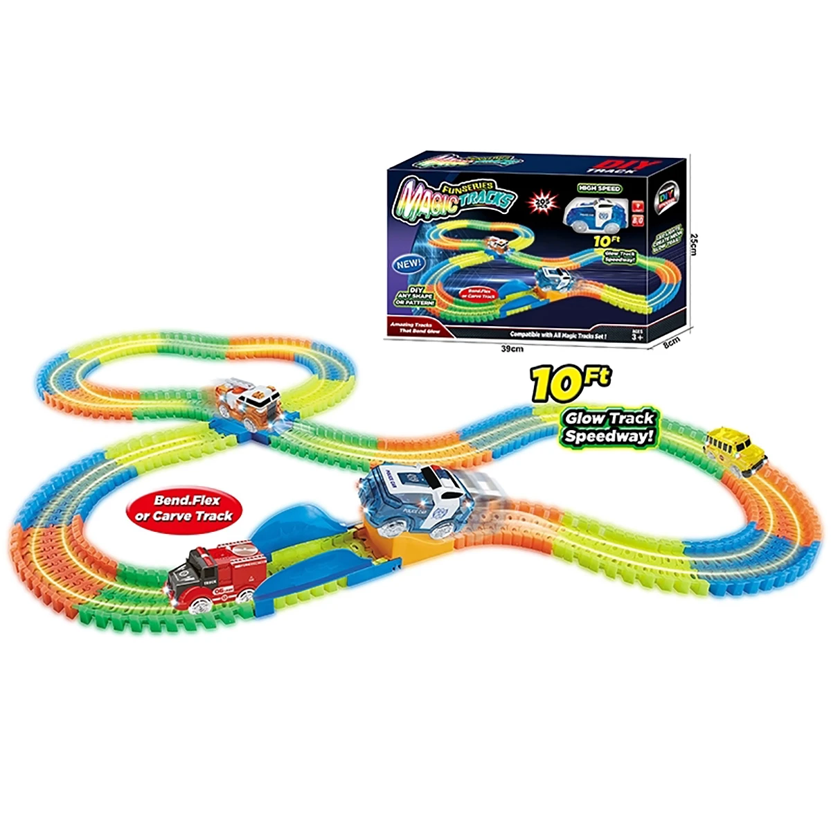 Трек эл. с машинками, 39х8х25, коробка
